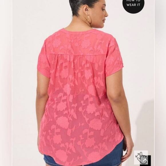 Torrid women’s 2 chiffon blouse coral pink spring - Picture 2 of 10